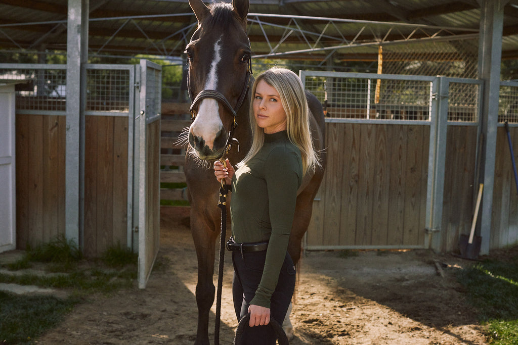 Mel Mock Neck | Feather Air | Long Sleeve Schooling Top | Olive