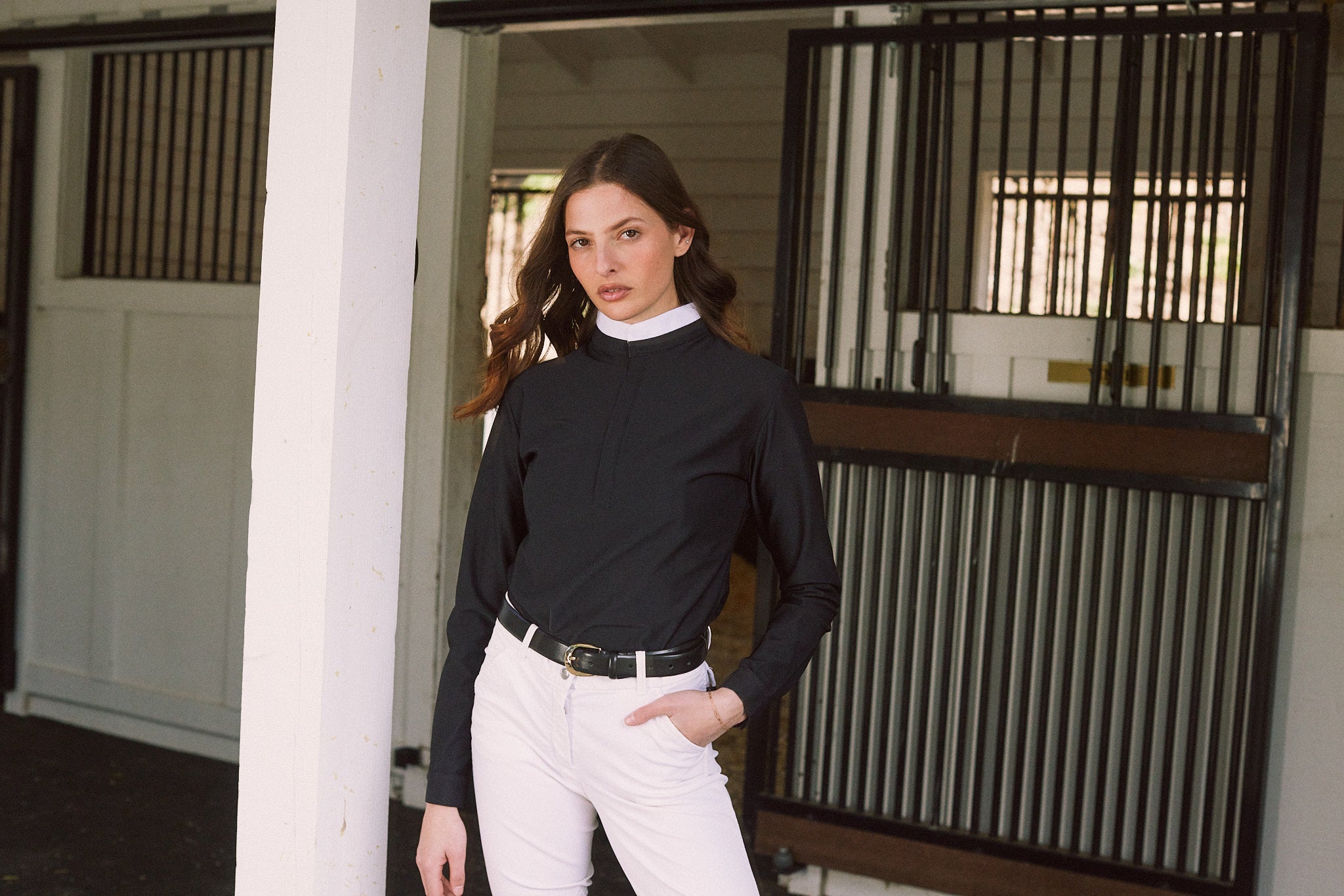 Stella | High Performance Honeycomb Mesh | Long Sleeve Show-shirt | Black