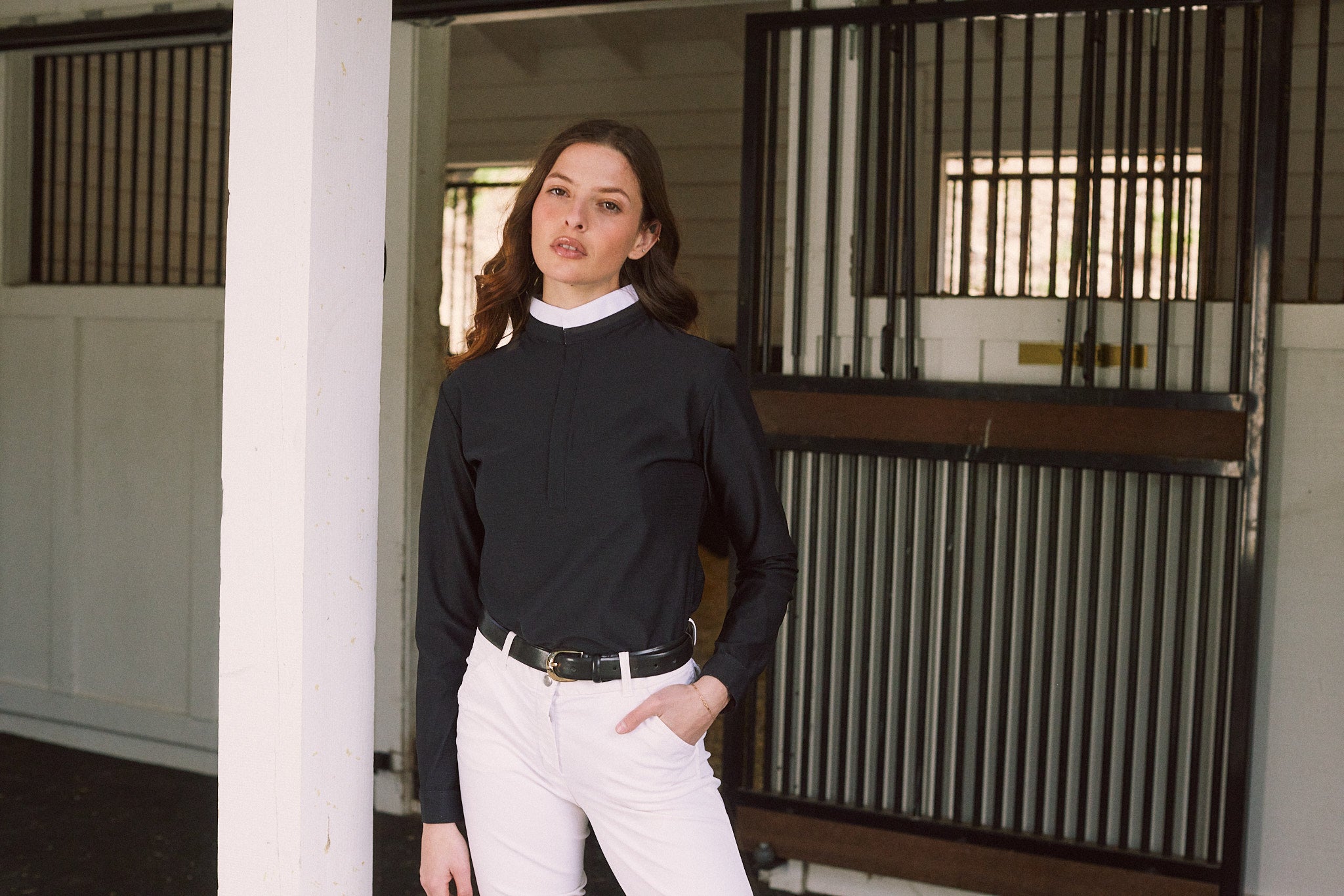 Stella | High Performance Honeycomb Mesh | Long Sleeve Show-shirt | Black