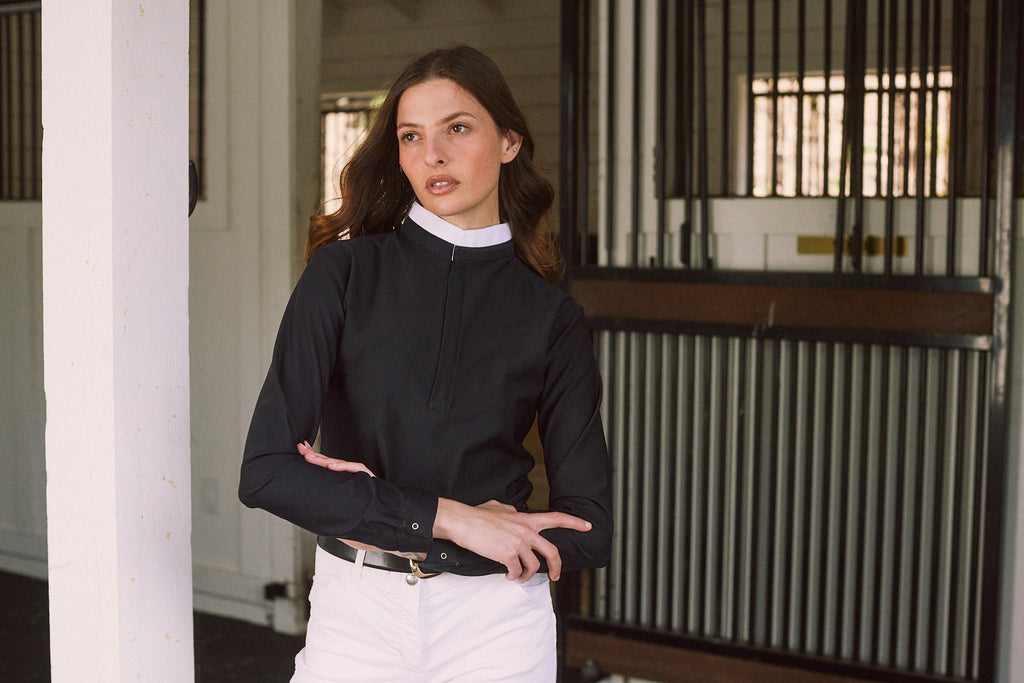 Stella | High Performance Honeycomb Mesh | Long Sleeve Show-shirt | Black