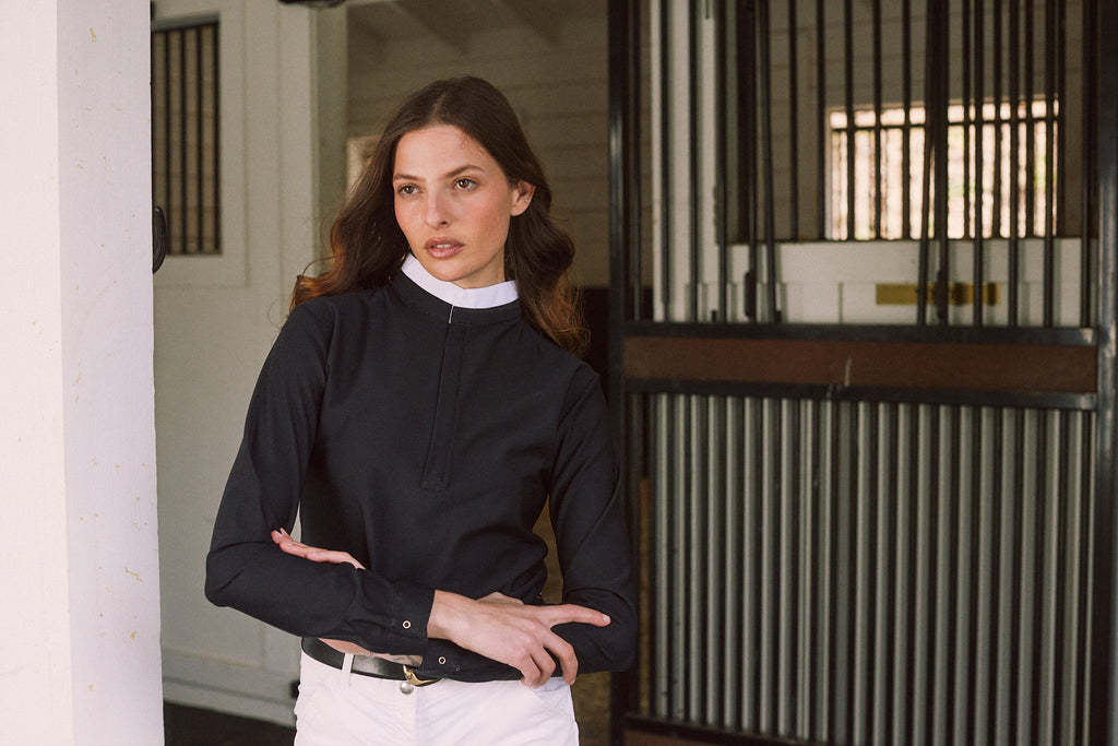 Stella | High Performance Honeycomb Mesh | Long Sleeve Show-shirt | Black