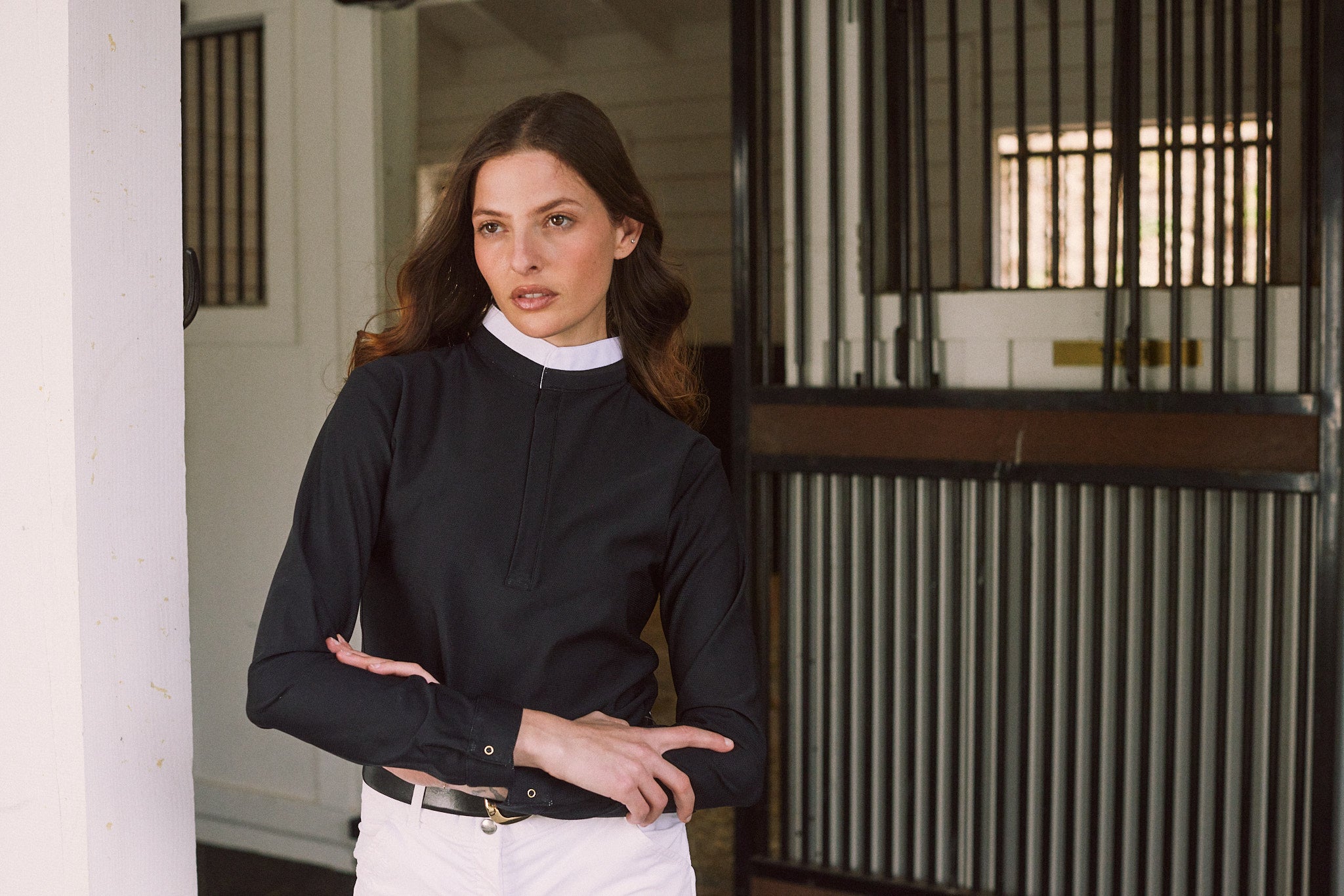 Stella | High Performance Honeycomb Mesh | Long Sleeve Show-shirt | Black