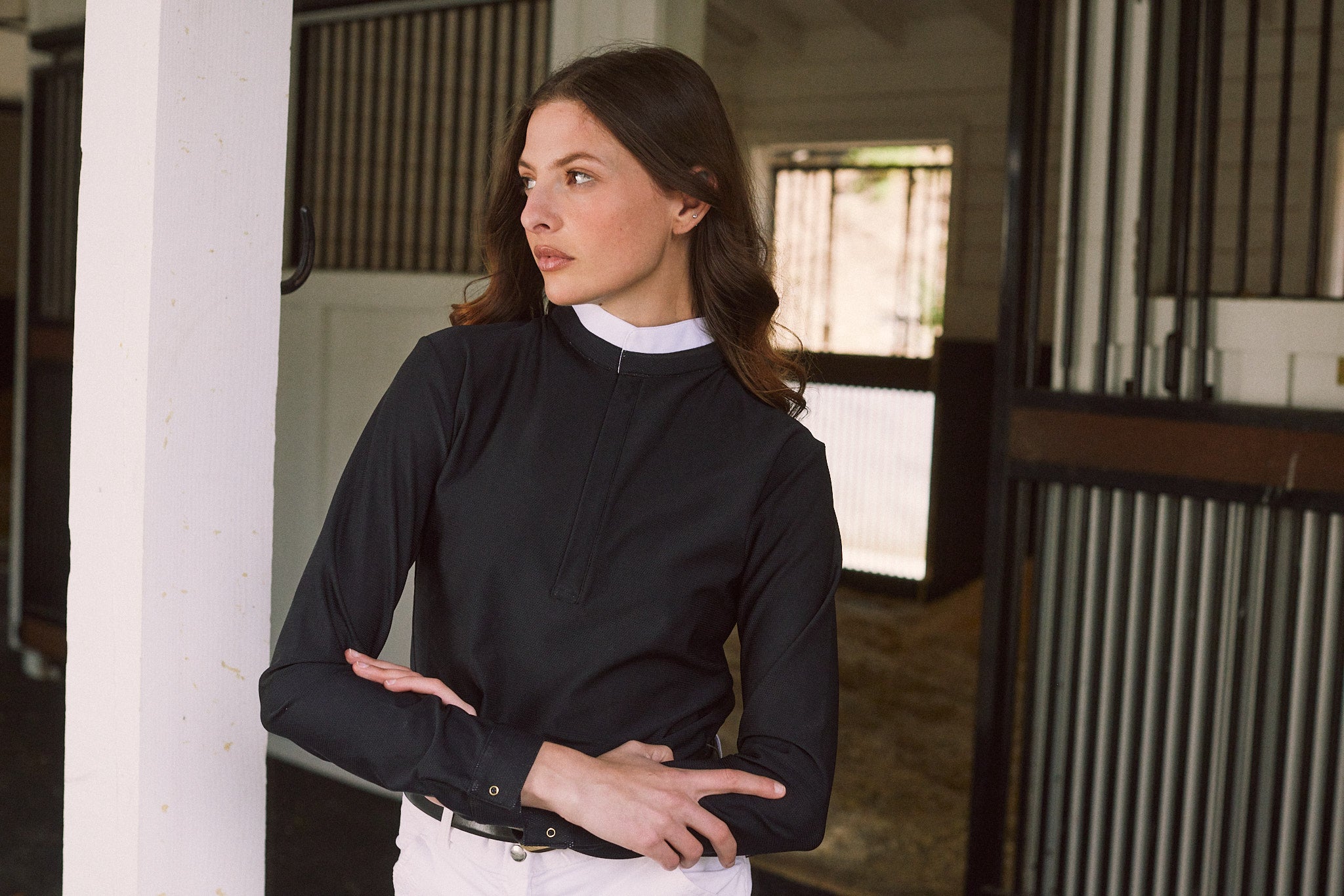 Stella | High Performance Honeycomb Mesh | Long Sleeve Show-shirt | Black