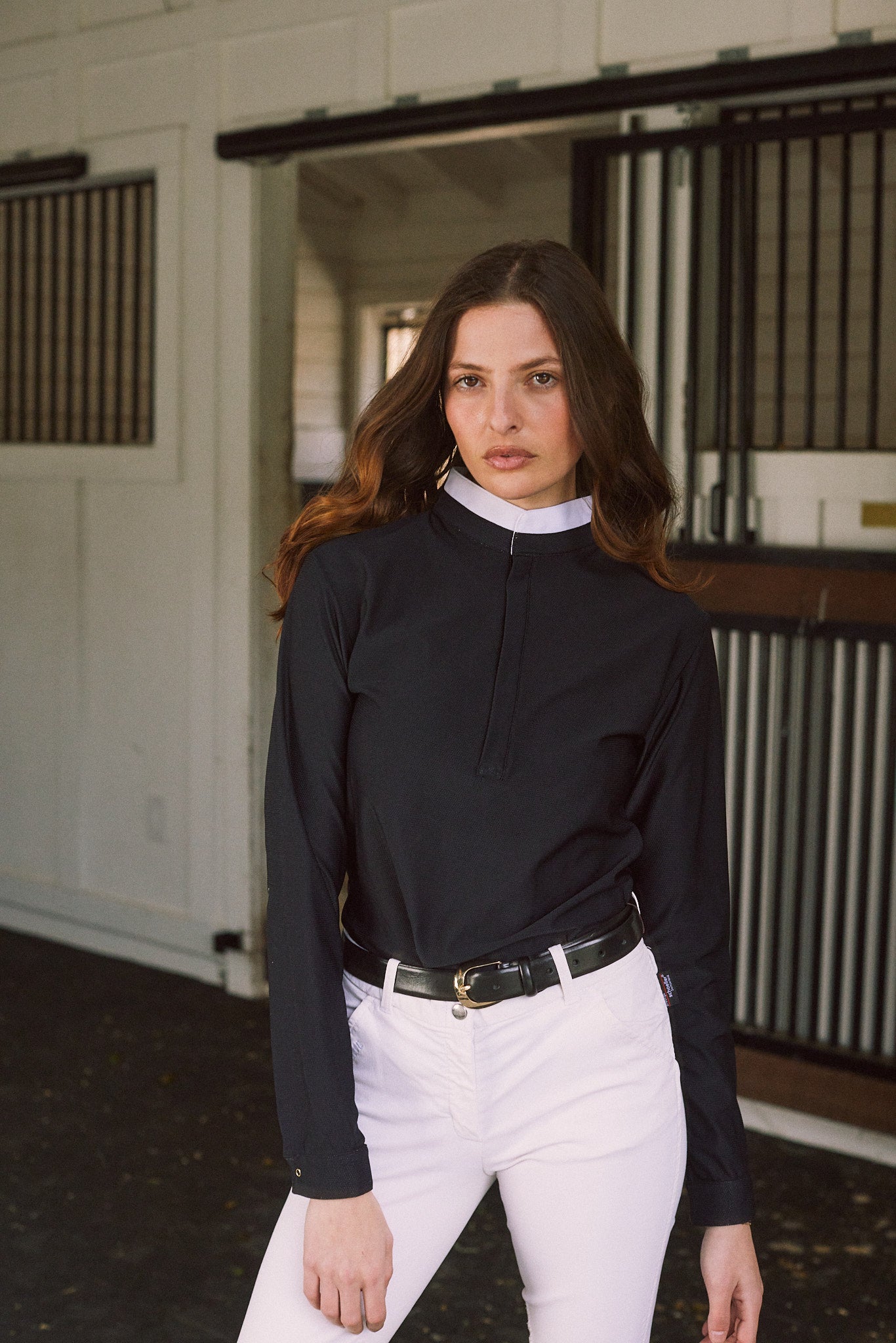 Stella | High Performance Honeycomb Mesh | Long Sleeve Show-shirt | Black
