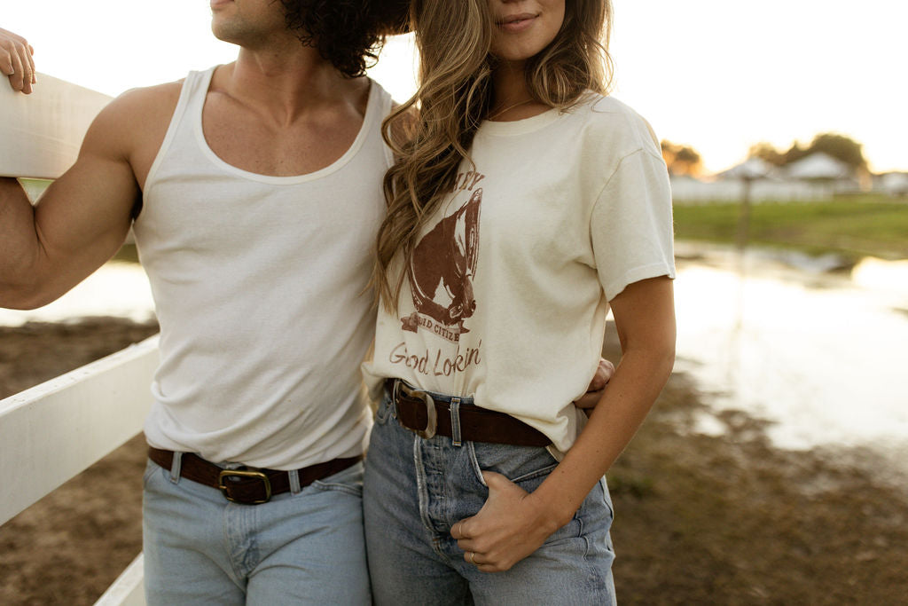 Hey Good Lookin | Equestrian Vintage Tee | Natural Cotton
