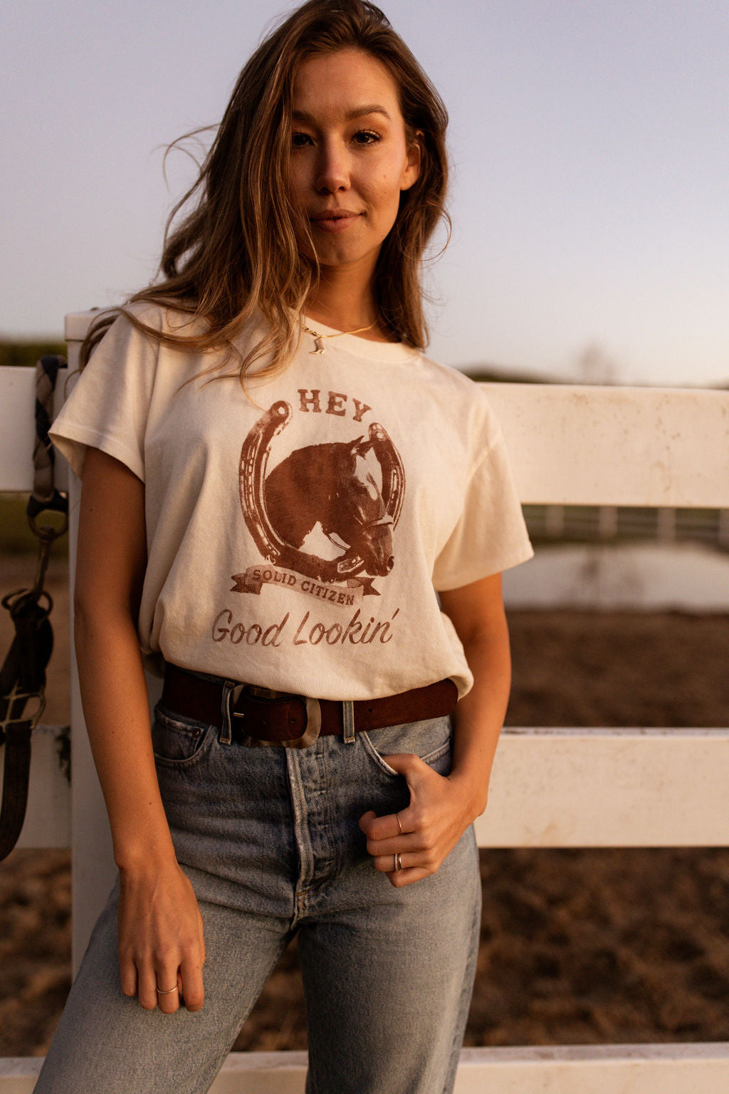 Hey Good Lookin | Equestrian Vintage Tee | Natural Cotton