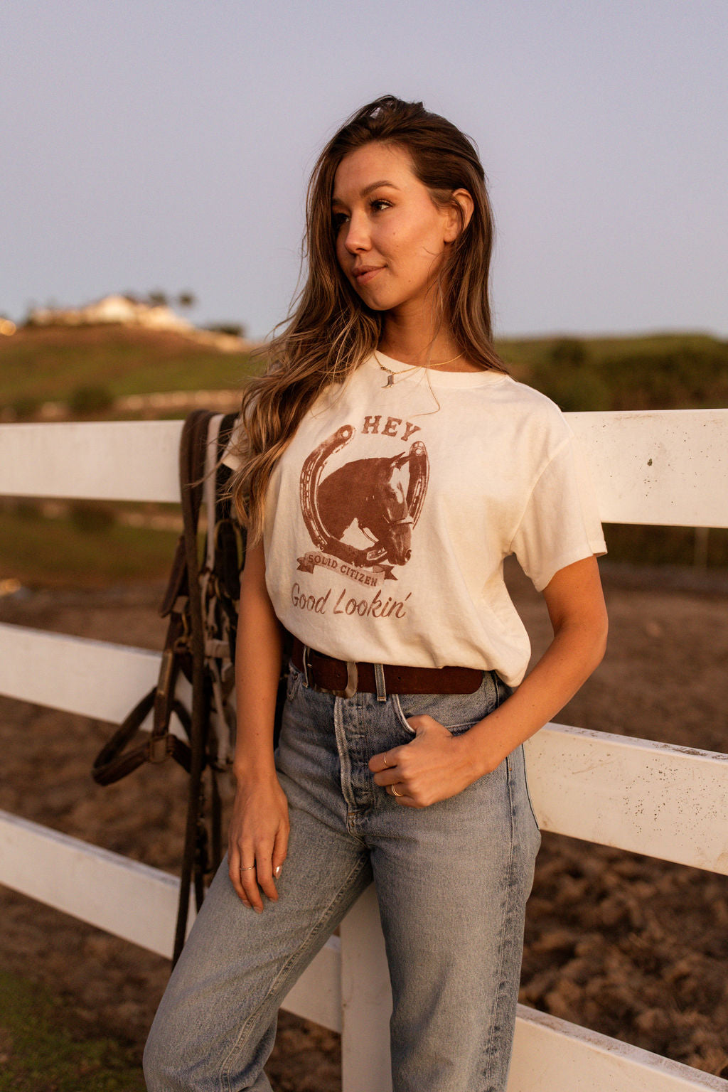 Hey Good Lookin | Equestrian Vintage Tee | Natural Cotton