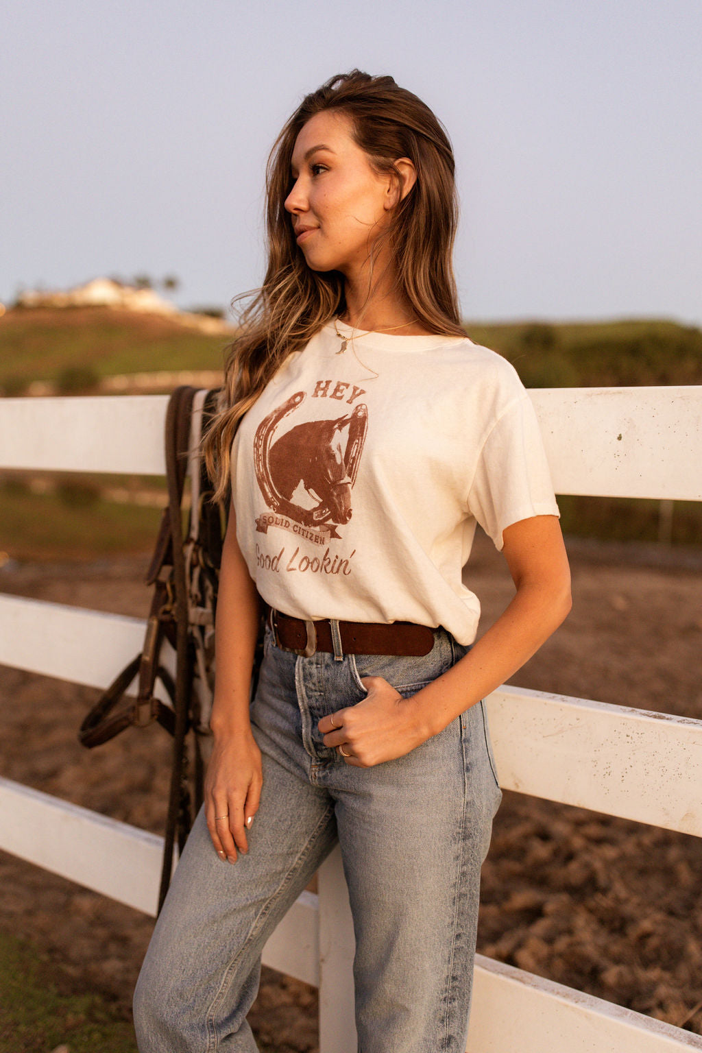 Hey Good Lookin | Equestrian Vintage Tee | Natural Cotton