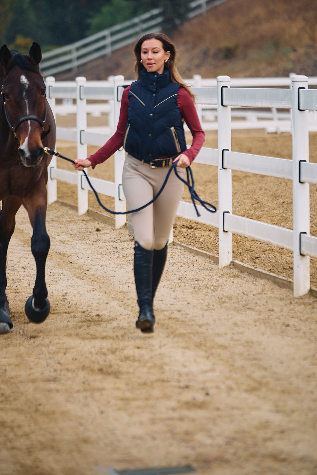 Mia | Water-Resistant Down Riding Vest | Navy