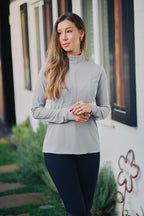 Katie | Long Sleeve Zip-Up Riding Top | Dove Grey
