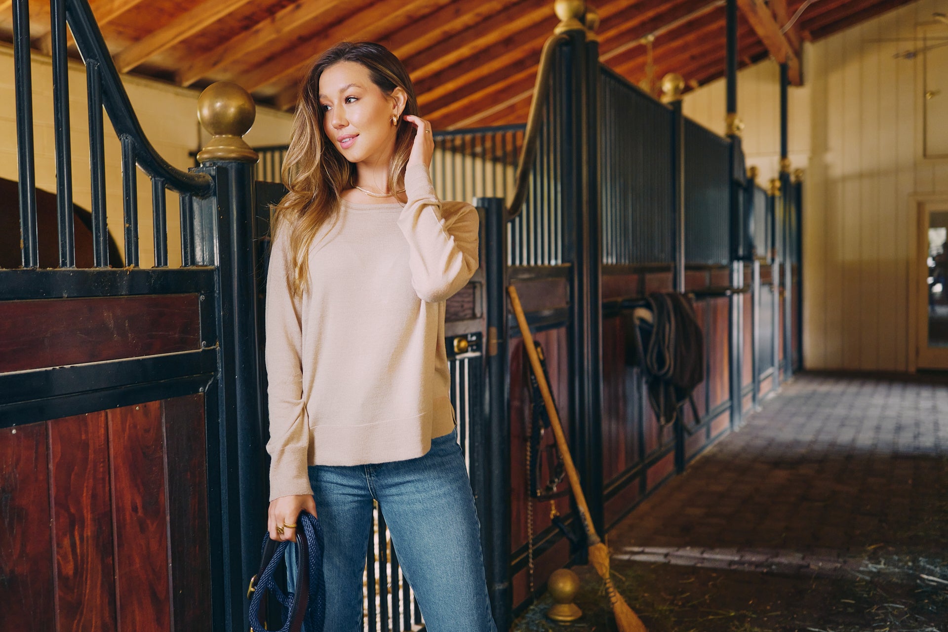 Theo | Lightweight Warm-Up Riding Sweater | Oat