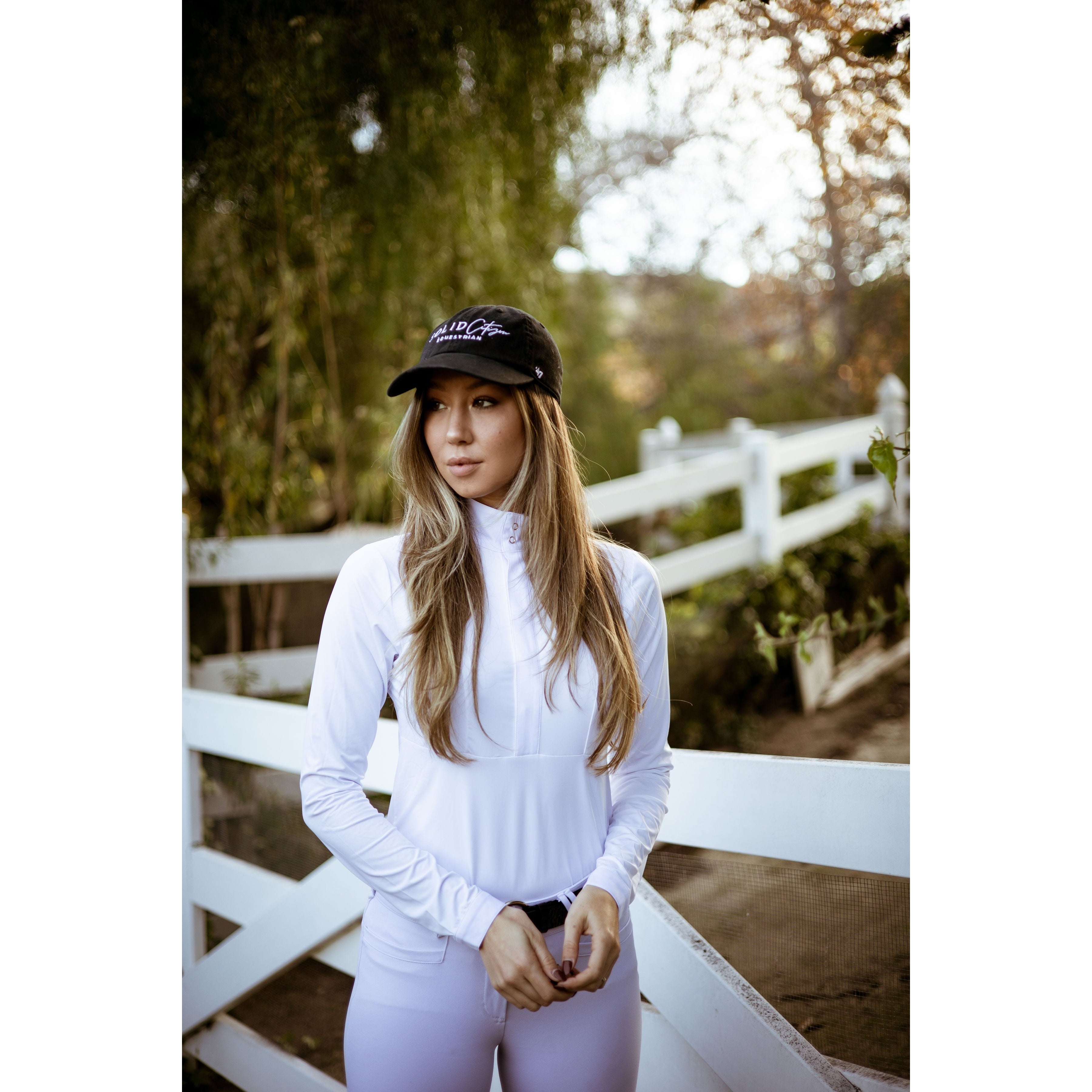 Isabel | Long Sleeve Equestrian Show Shirt | Bright White Chrome