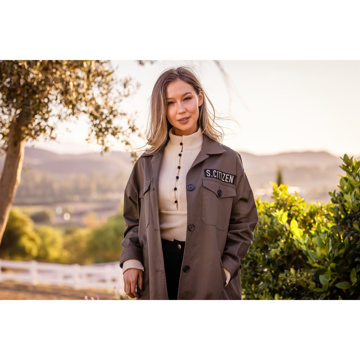 James | Oversized Cavalry Jacket | Army Green Twill