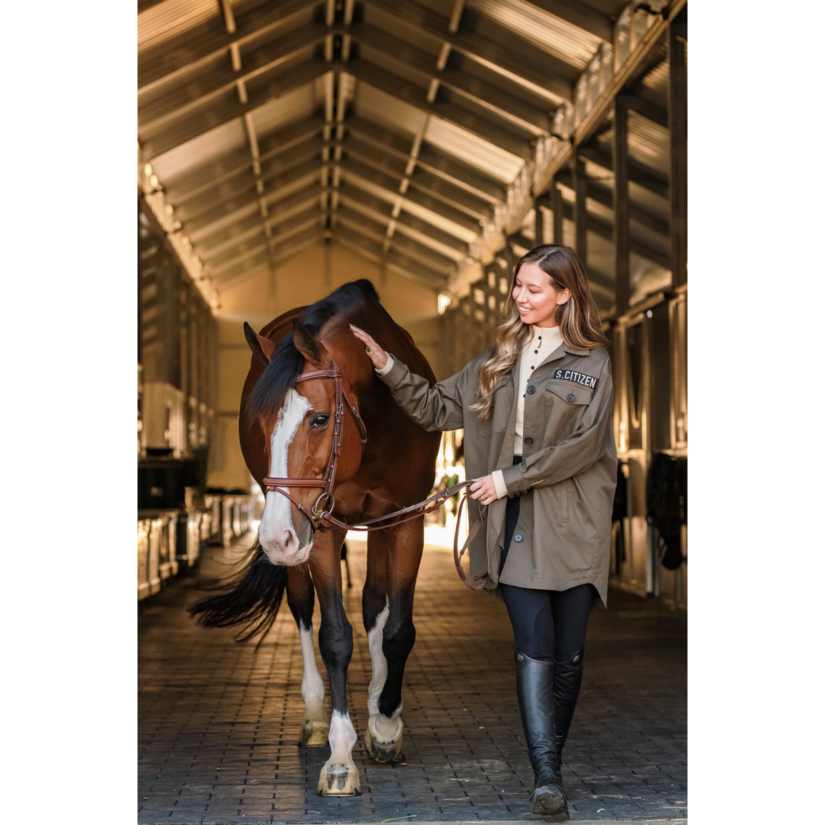 James | Oversized Cavalry Jacket | Army Green Twill