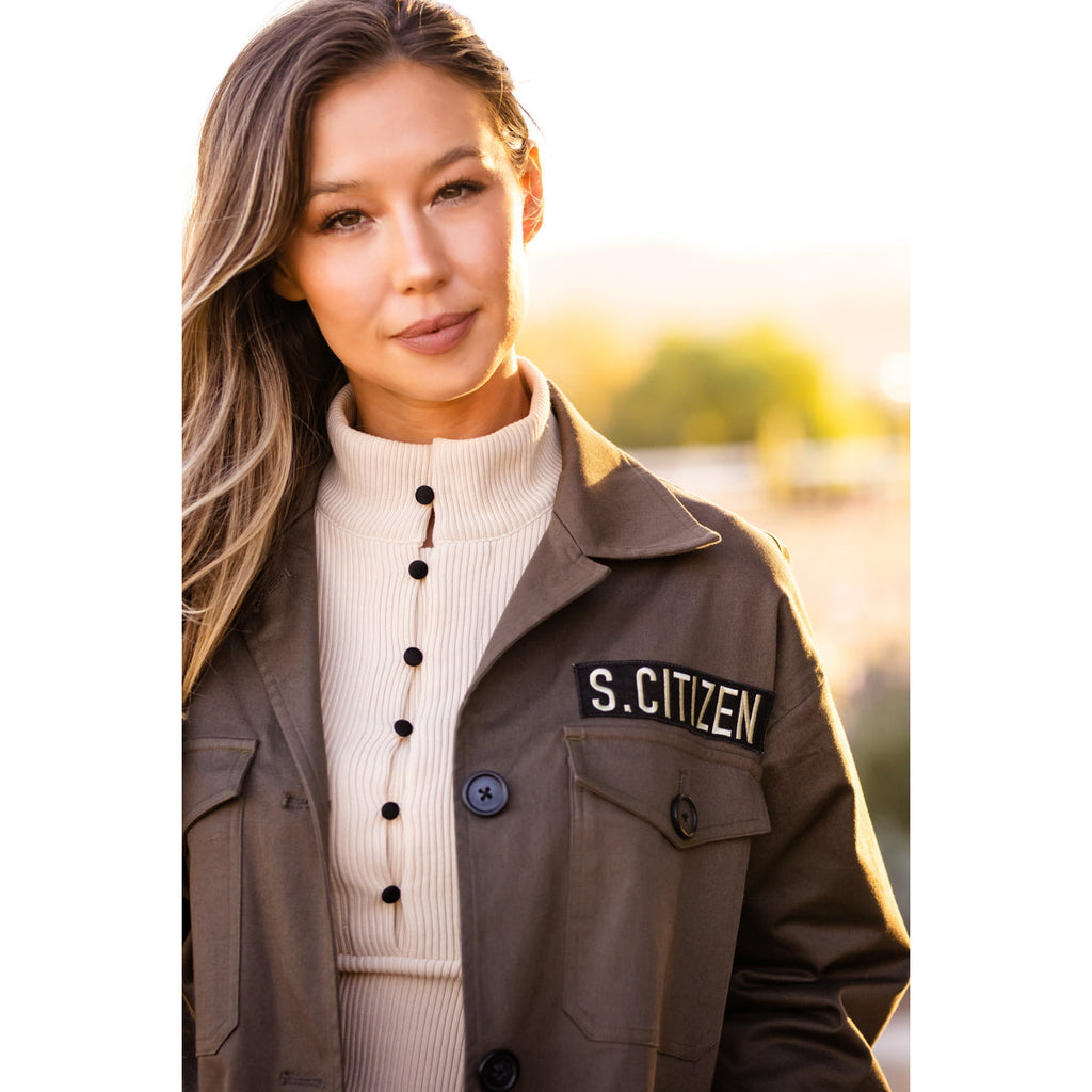 James | Oversized Cavalry Jacket | Army Green Twill