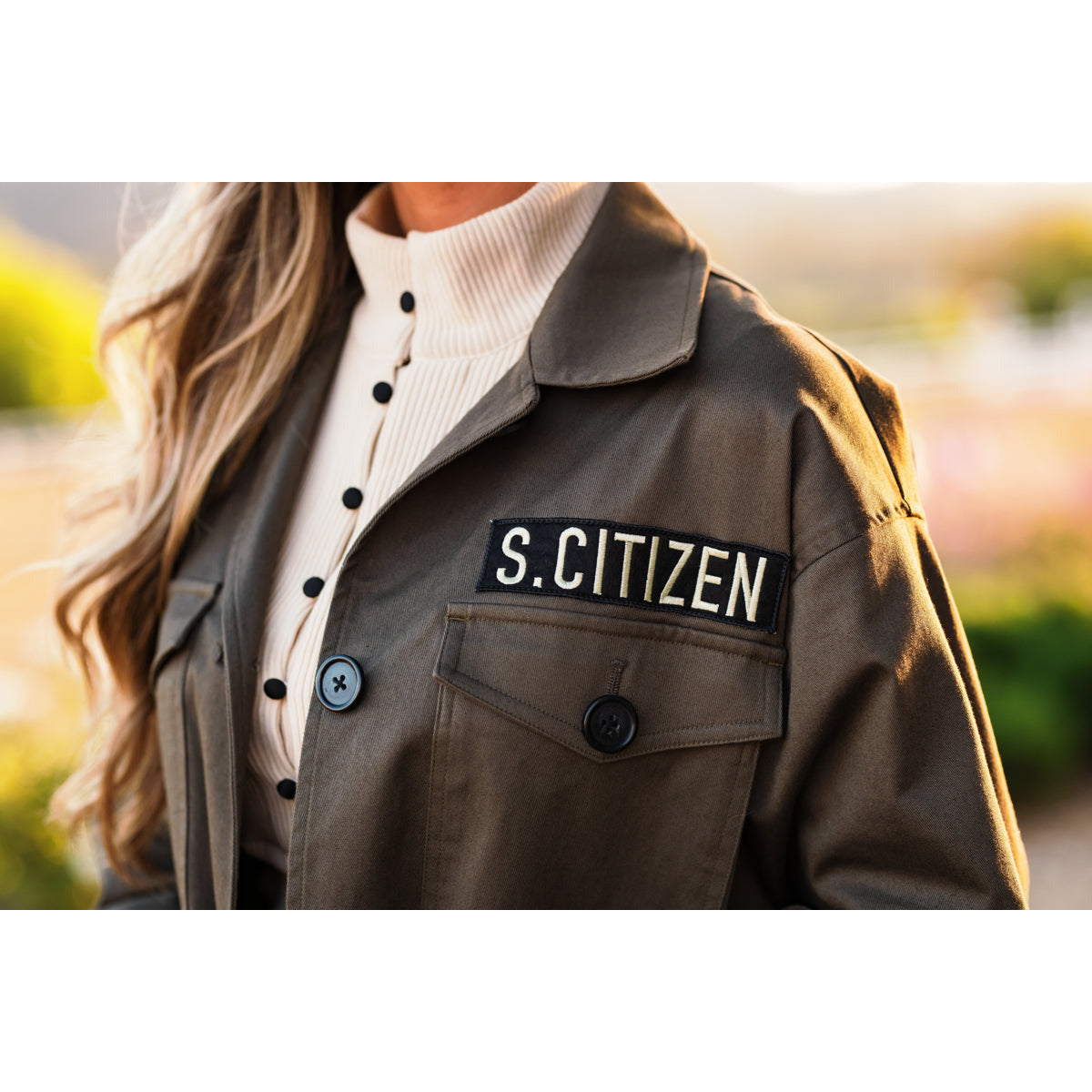 James | Oversized Cavalry Jacket | Army Green Twill